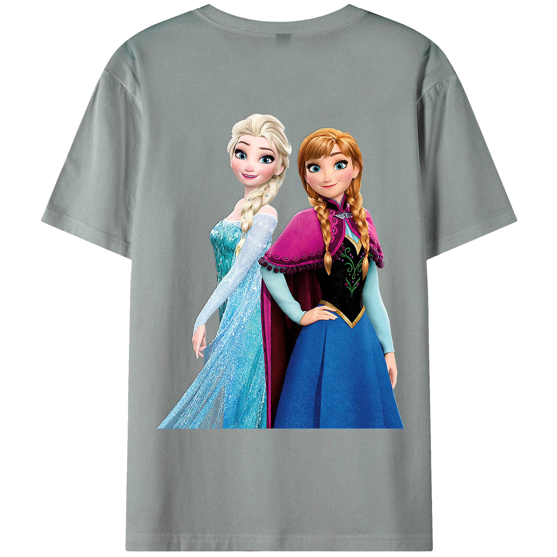 （画像用） アナと雪の女王 アンナ エルサ Frozen Anna Elsa 綿100％ メンズ半袖Tシャツ（バックプリント） 通気性